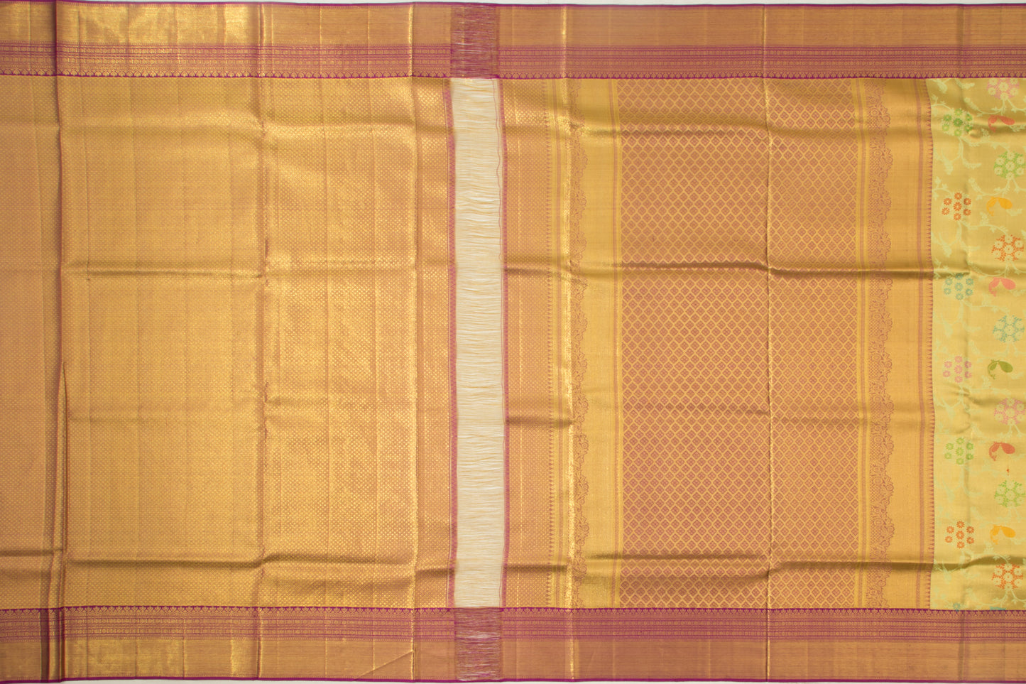 Kanchipuram Silk Tissue Jaal Green Saree