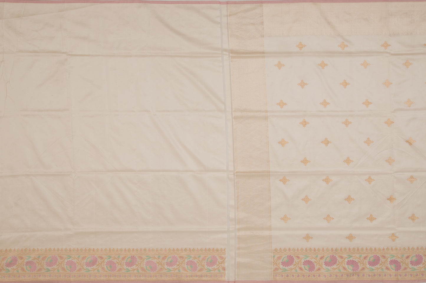Banarasi Silk Kadwa Butta Cream Saree