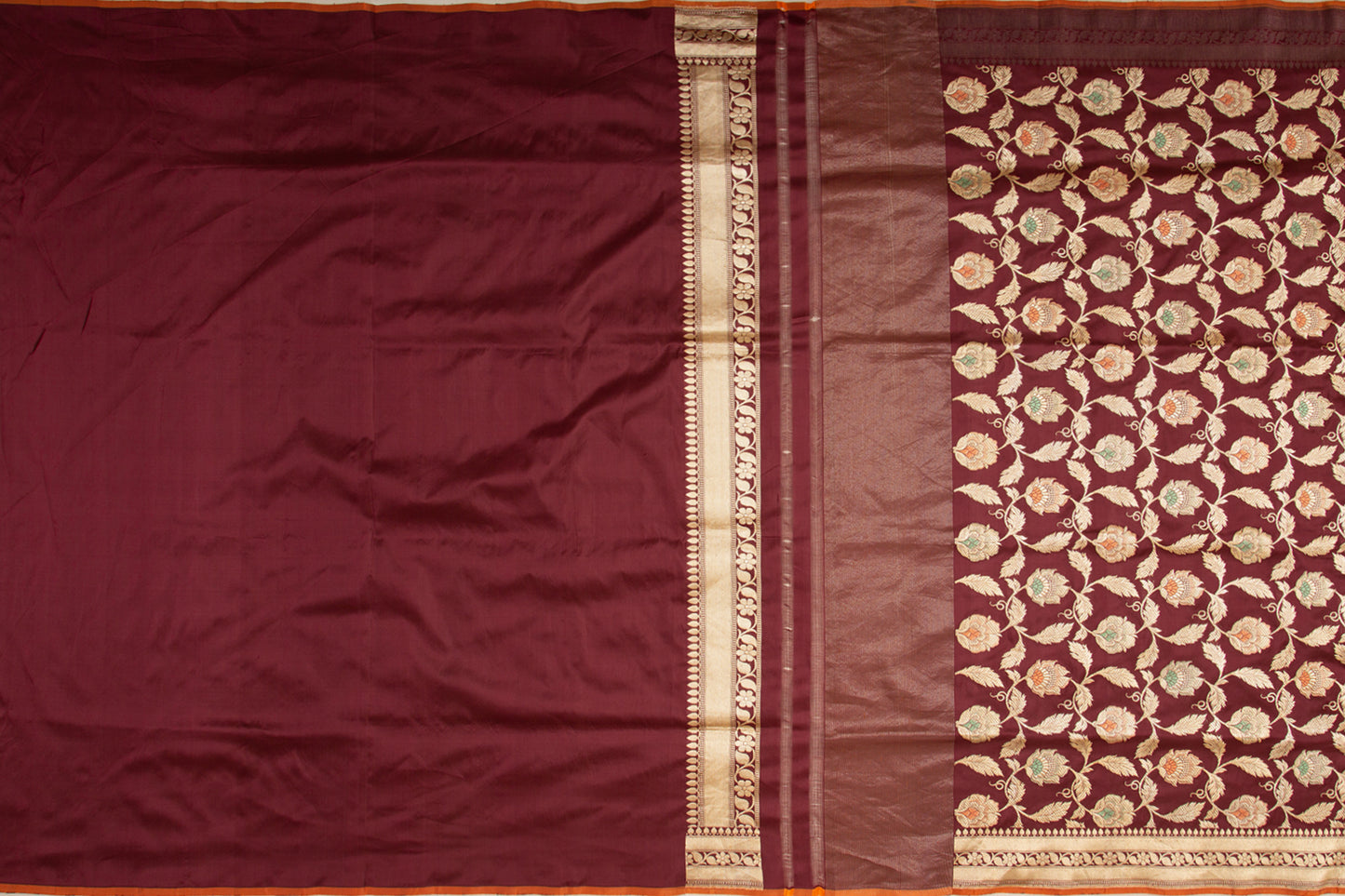 Banarasi Silk Kadwa Jaal Brown Saree
