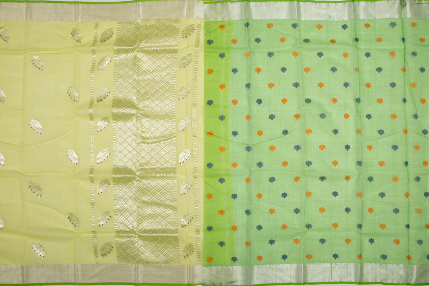 Kota Silk Butta Lemon Yellow Saree
