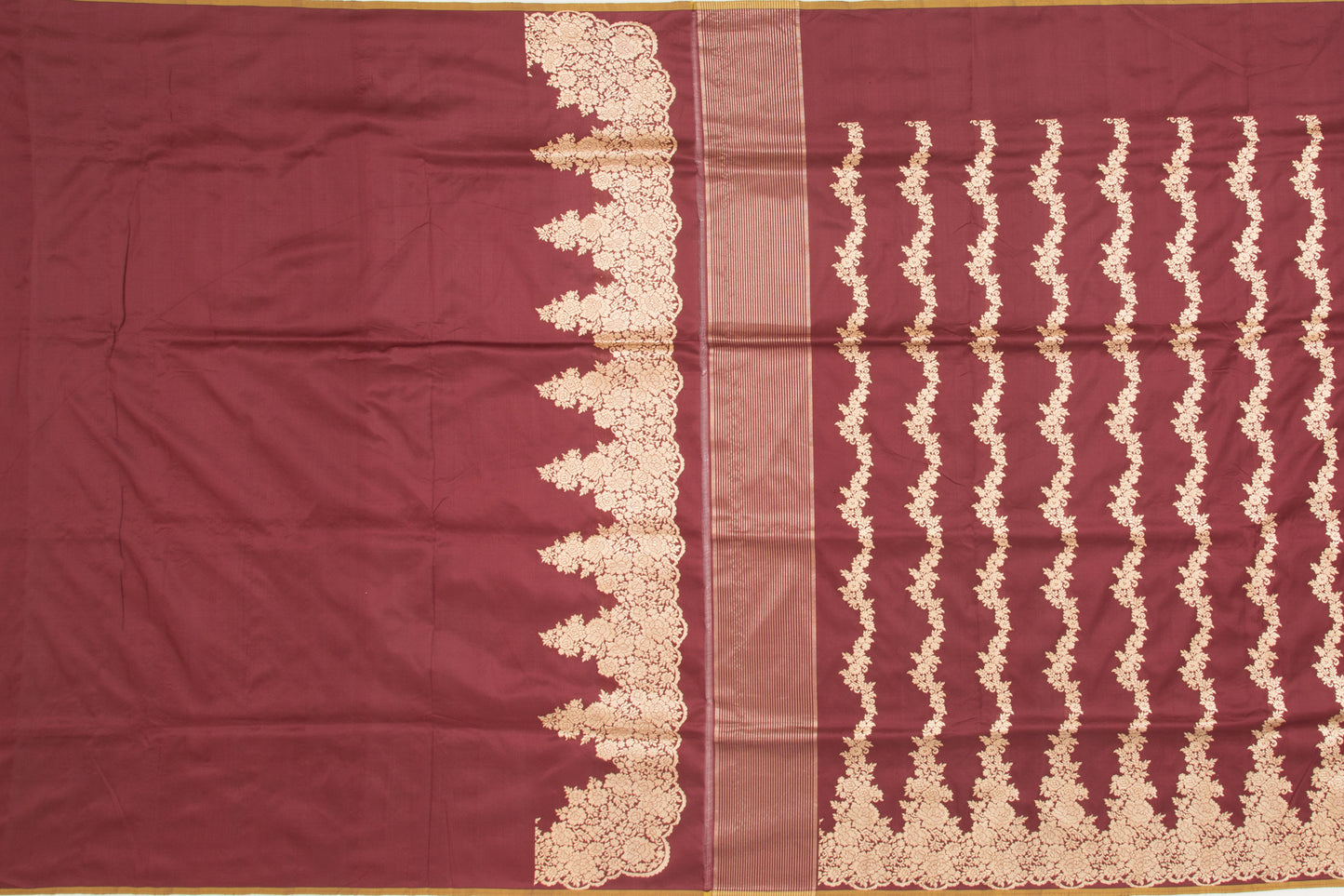 Banarasi Silk Kadwa Jaal Brown Saree