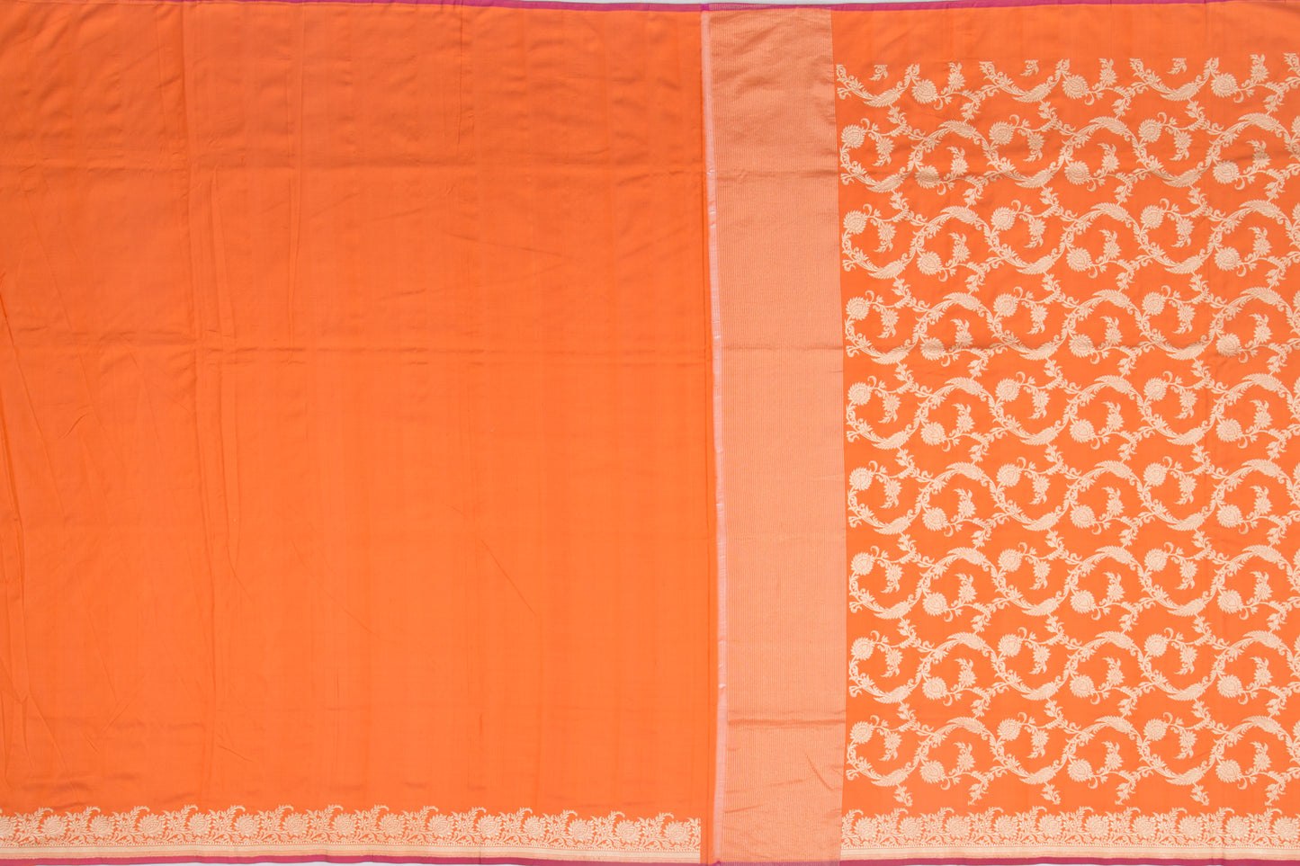 Banarasi Silk Kadwa Jaal Orange Saree