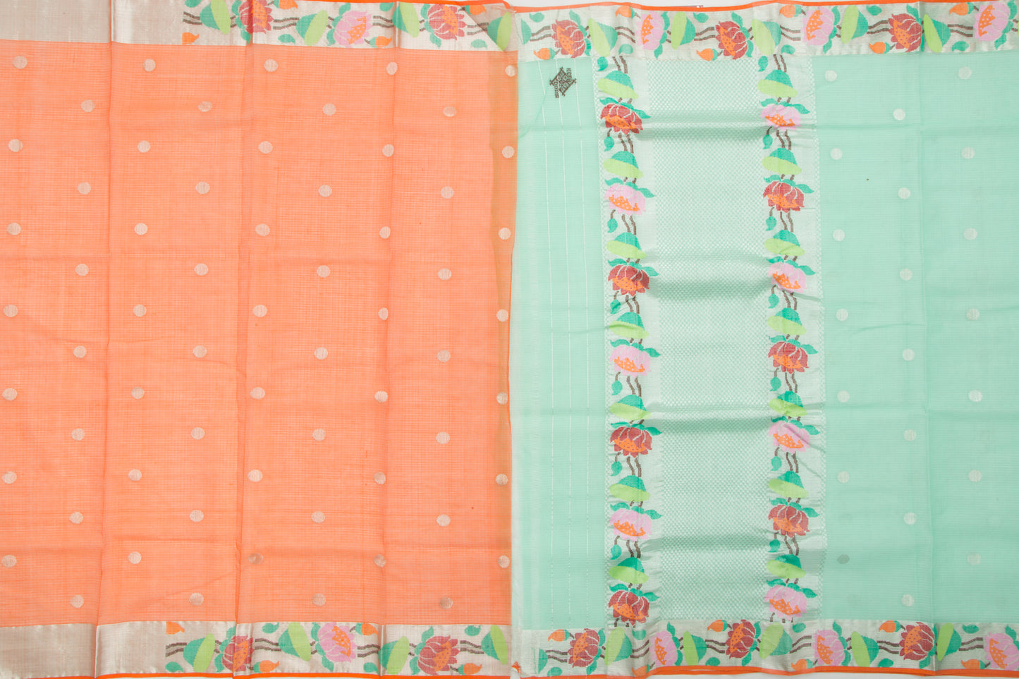 Kota Silk Butta Pastel Blue Saree With Jamdani Border