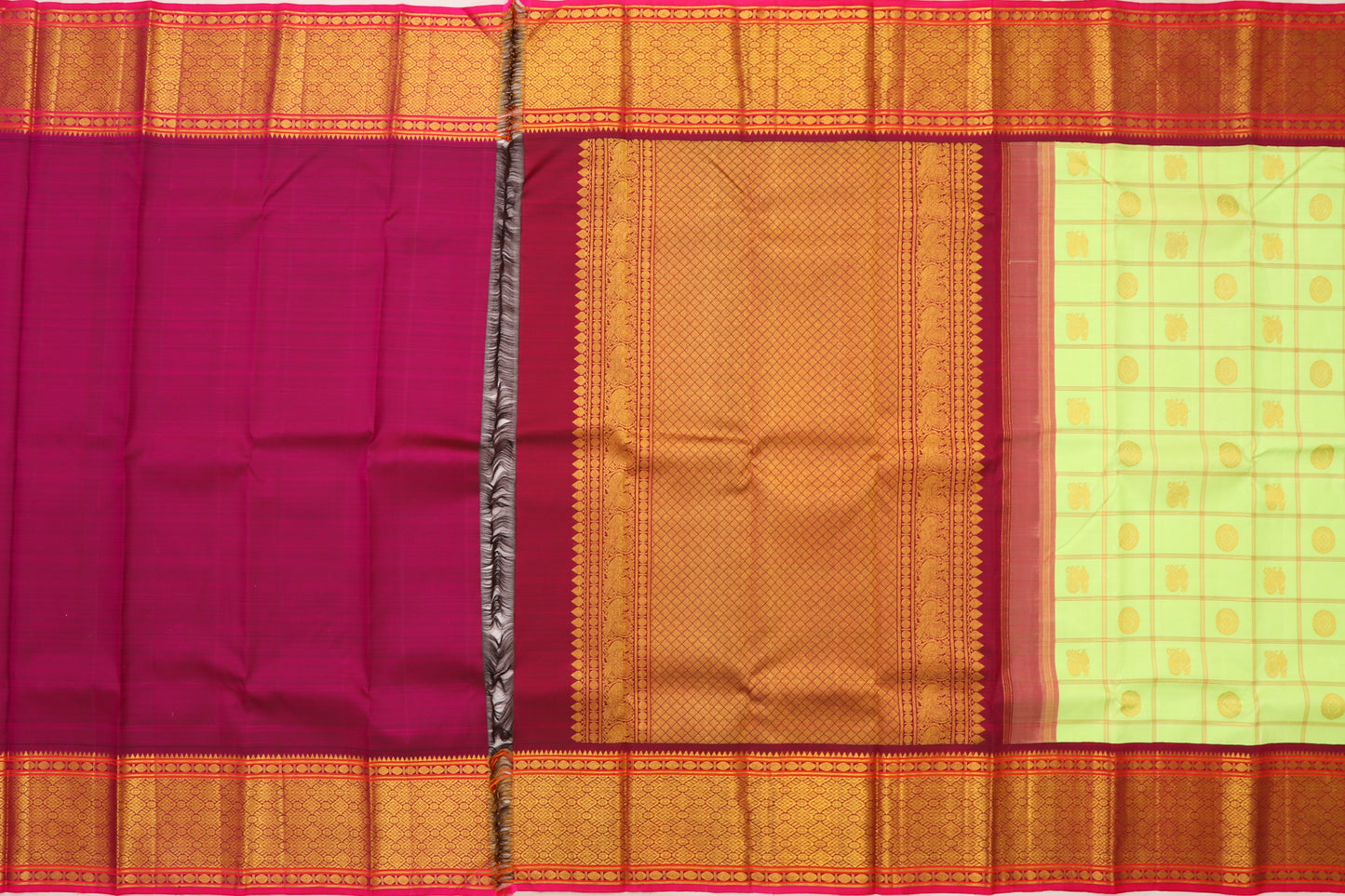 Kanchipuram Silk Checks And Butta Pastel Green Saree