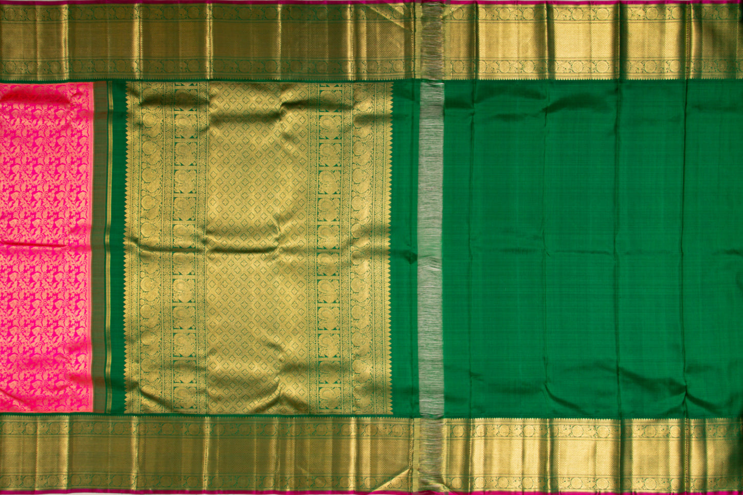 Kanchipuram Silk Brocade Pink Saree