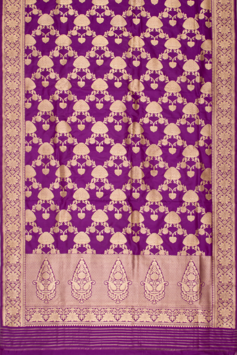 Banarasi Silk Kadwa Jaal Purple Dupatta