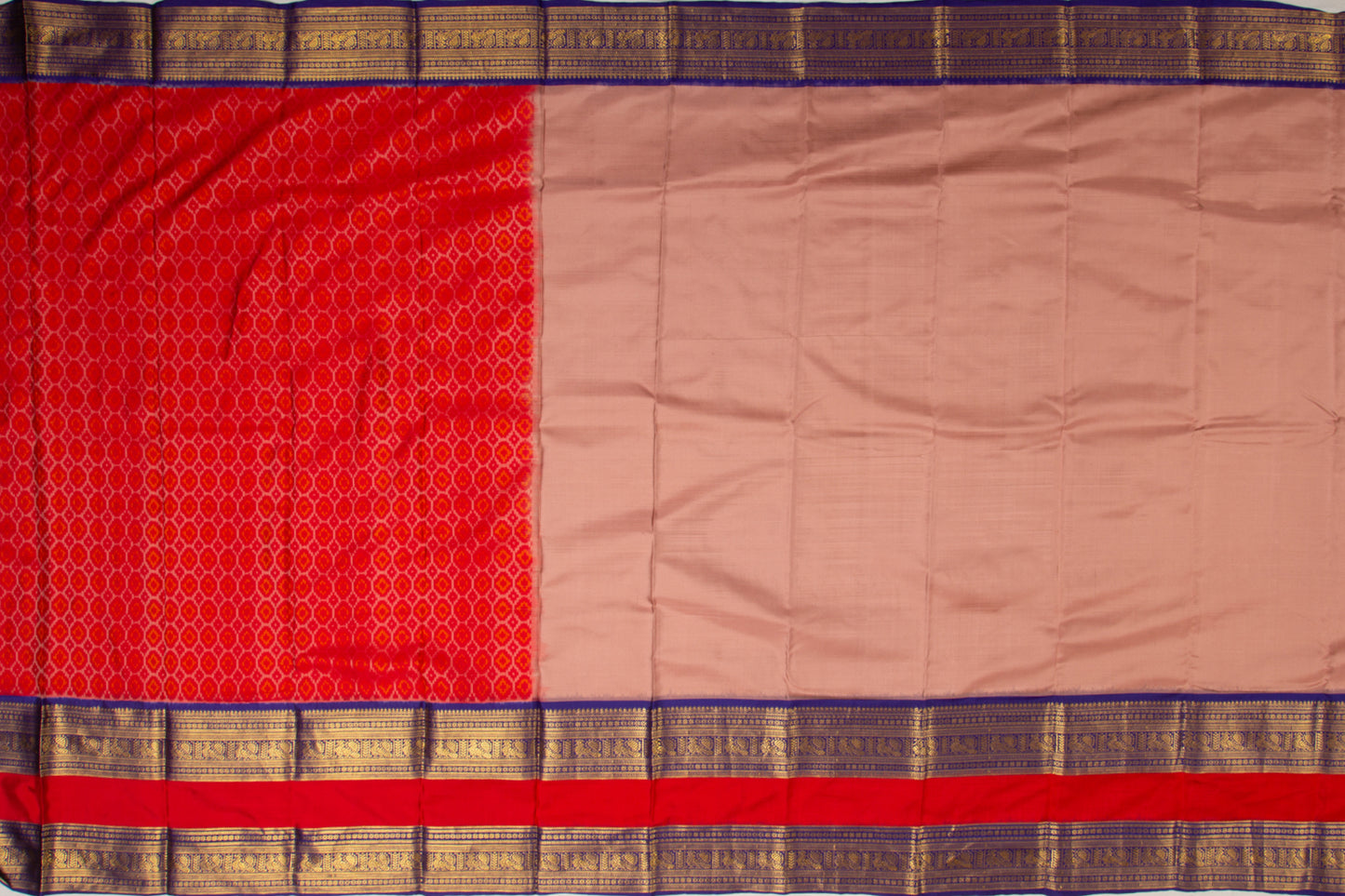Kanchipuram Silk Twill Plain Snuff Saree