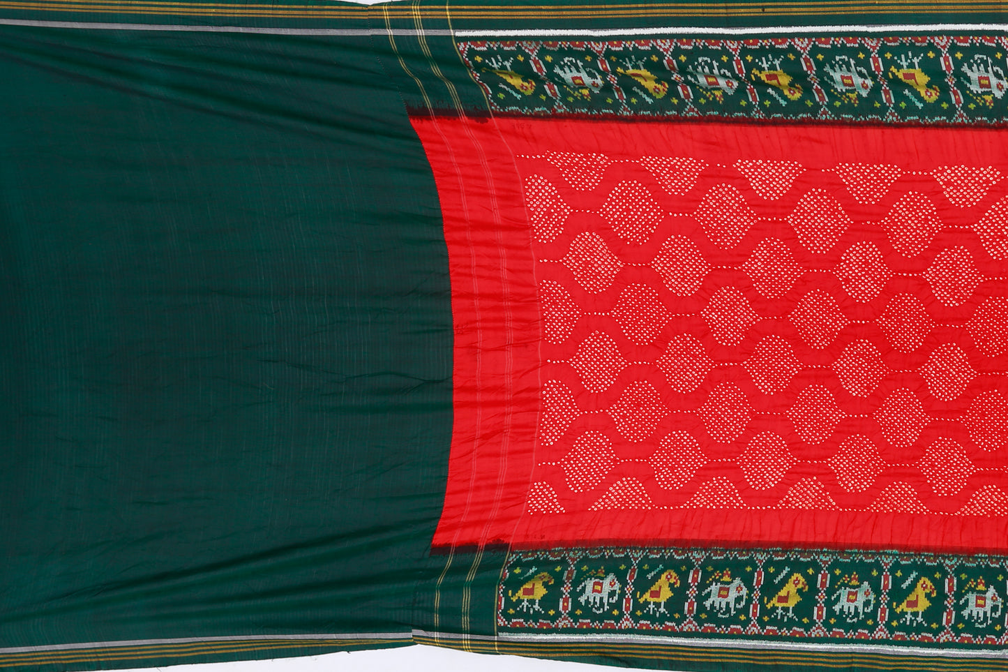 Semi Patan Bandhani Silk Red Saree