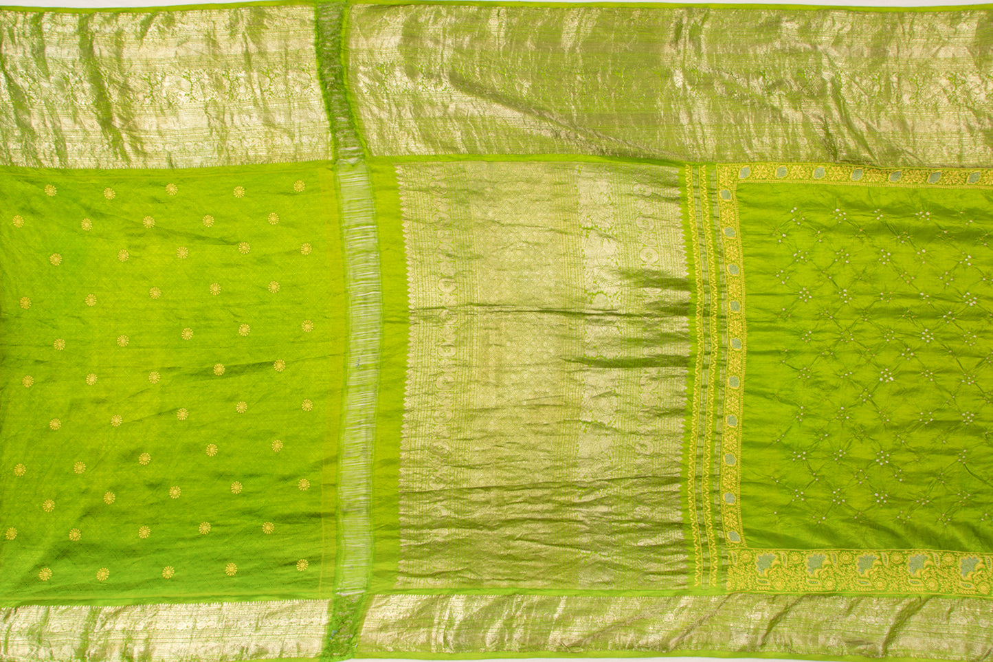 Kanchipuram Silk Bandhani Green Saree