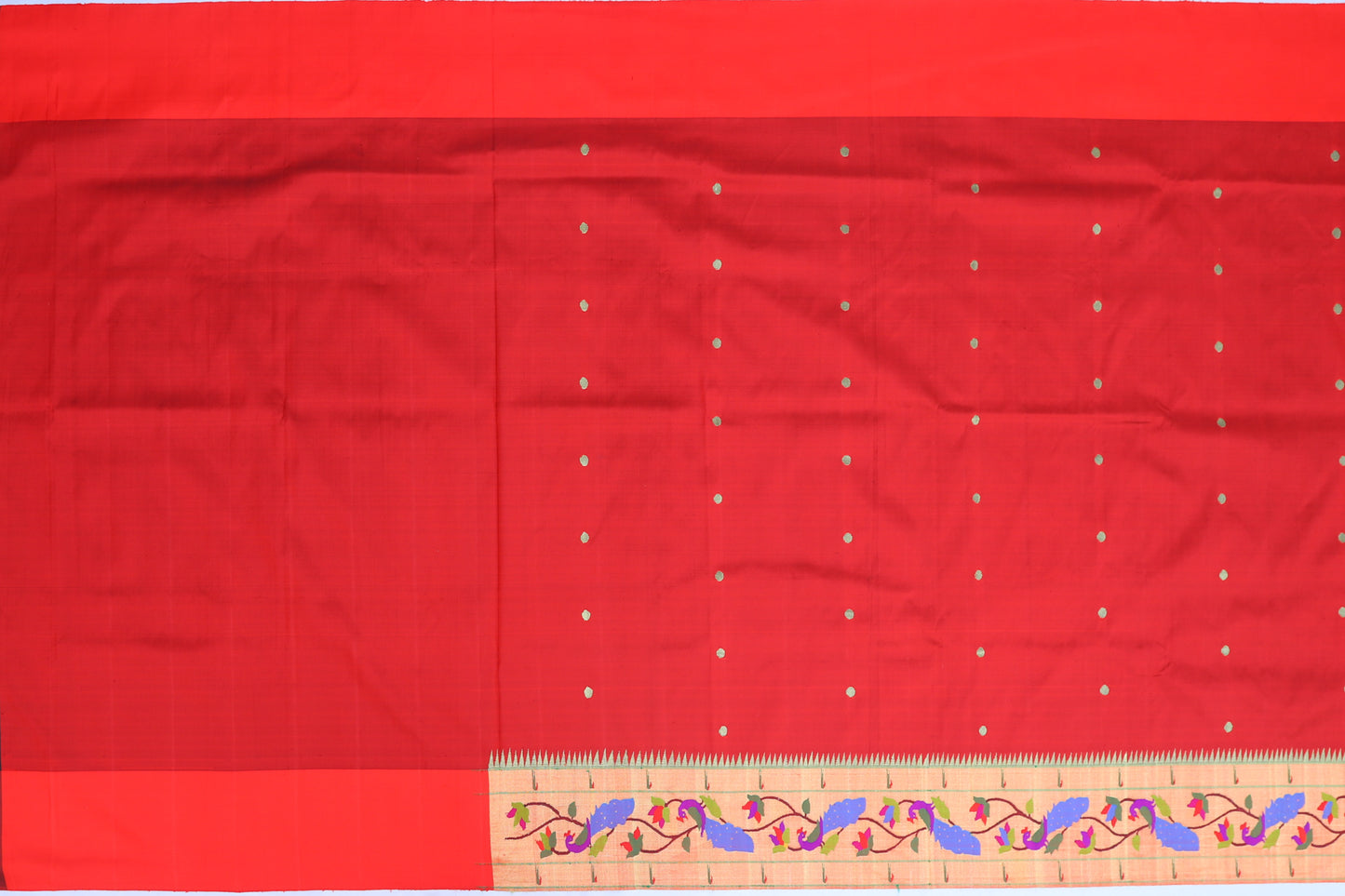 Paithani Silk Butta Red Saree
