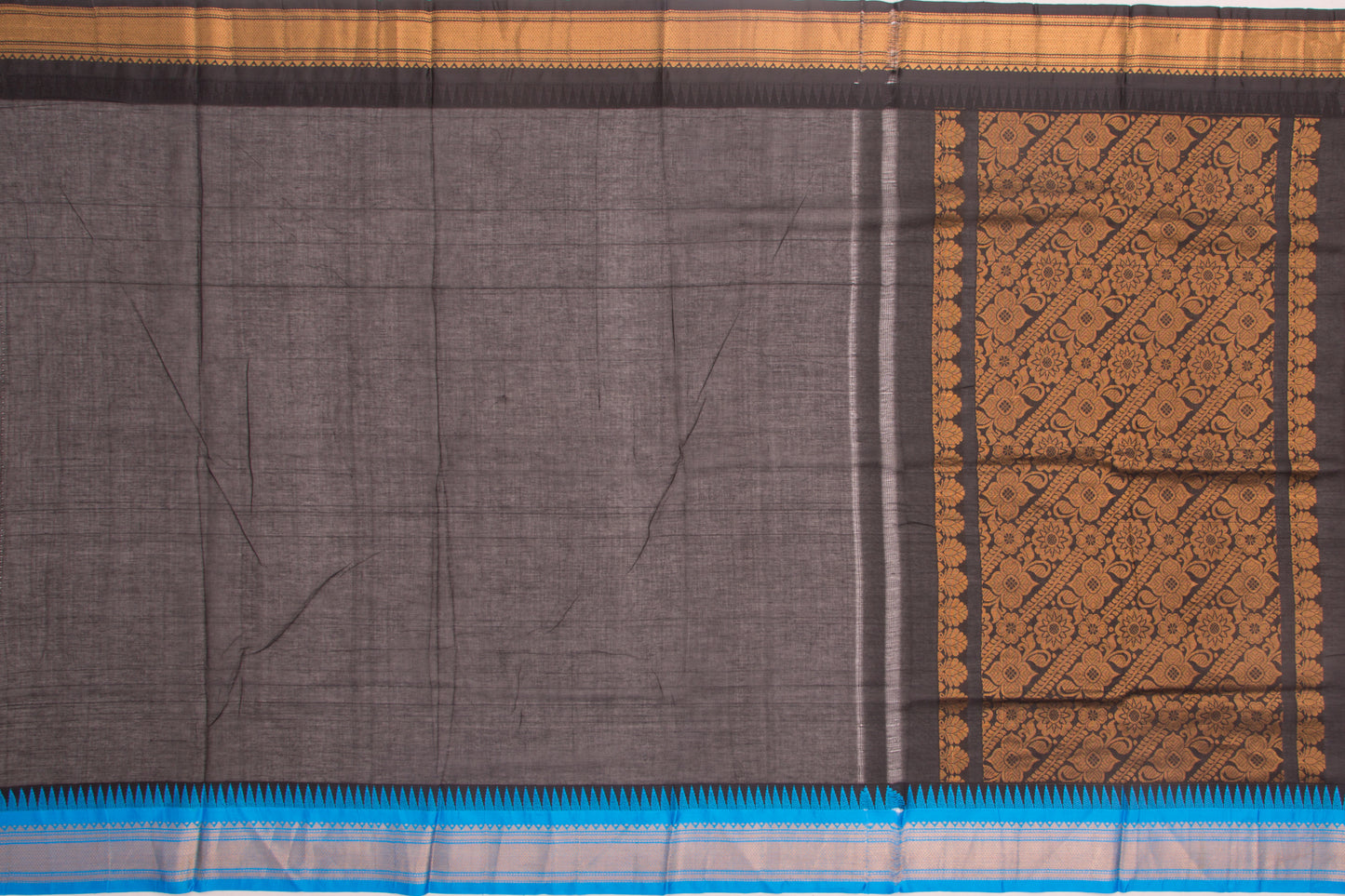 Gadwal Cotton Silk Printed Off-White Saree