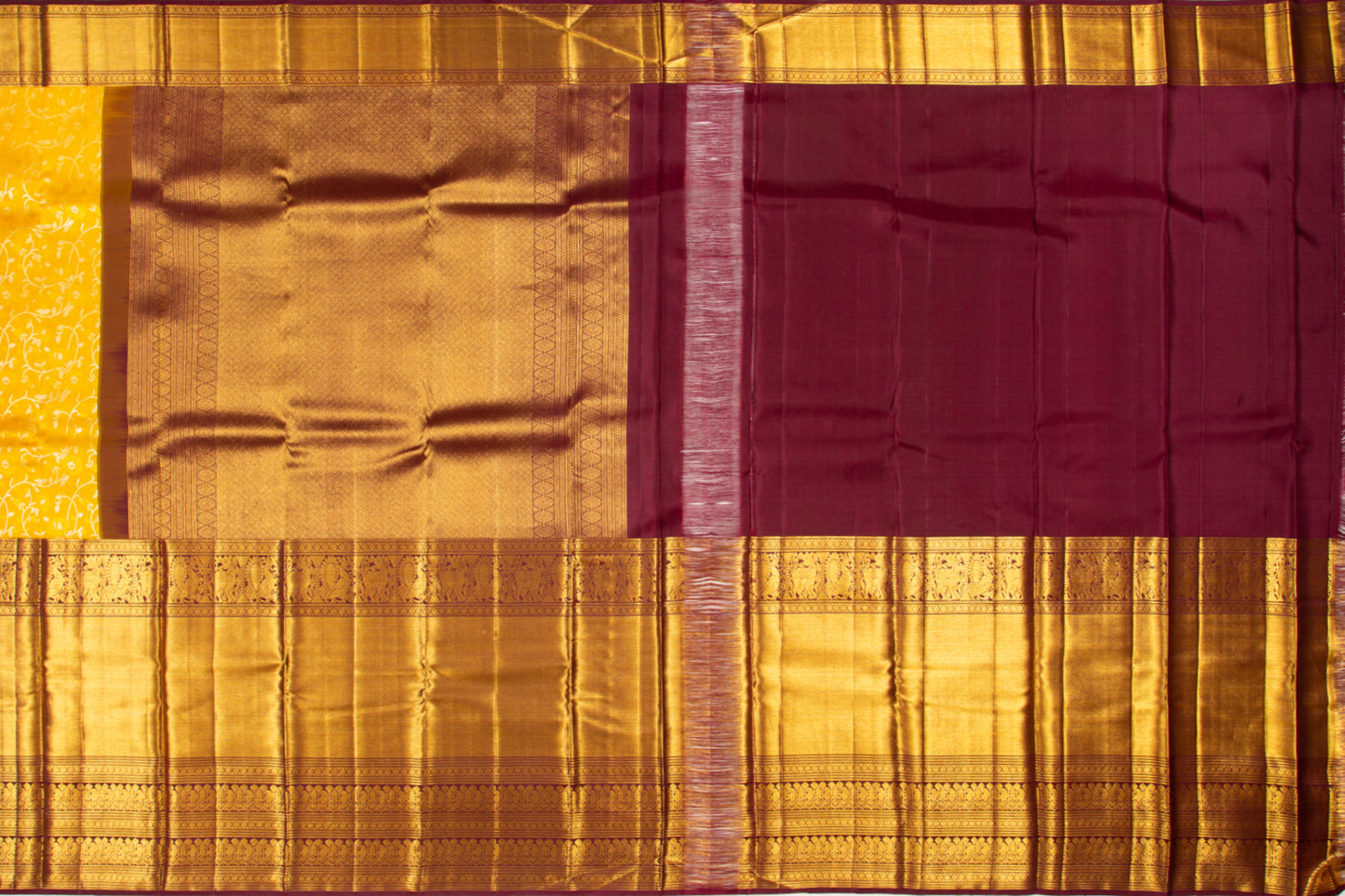 Kanchipuram Silk Brocade Yellow Saree