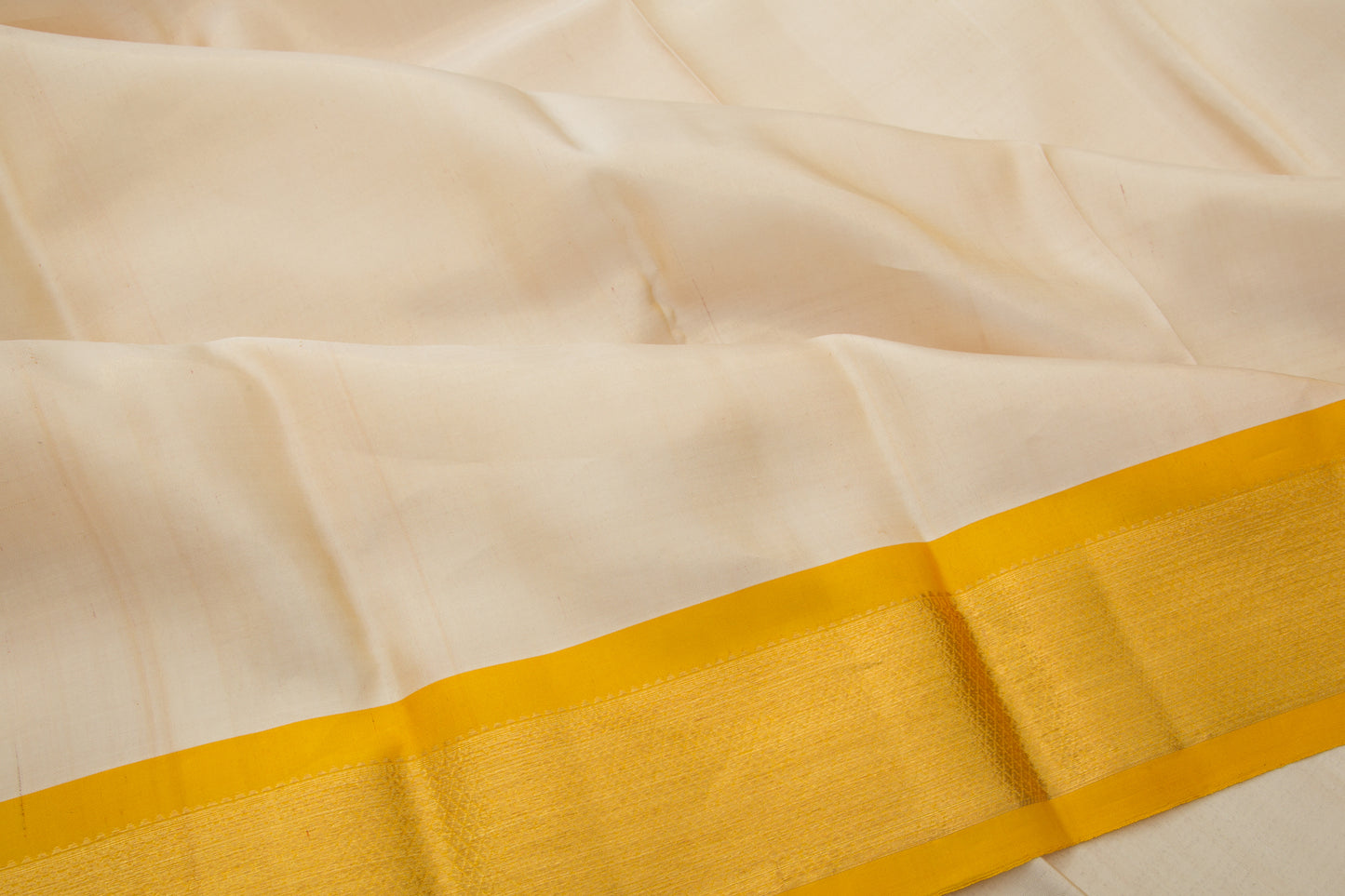 Kanchipuram Pure Silk Tissue Plain Cream Dhoti