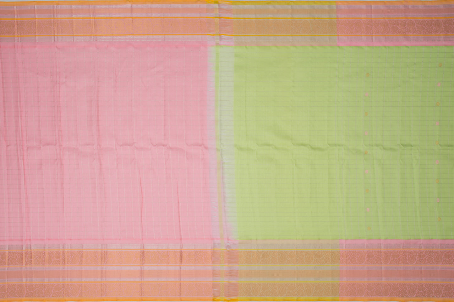 Gadwal Silk Checks And Butta Patel Green Saree