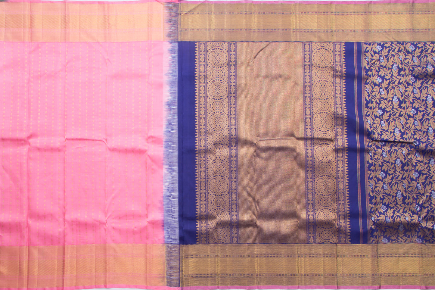 Kanchipuram Silk Jaal Dark Blue Saree