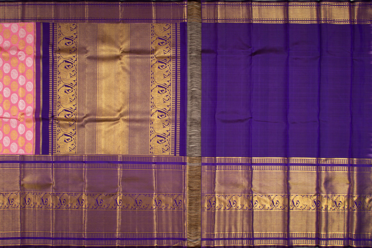 Kanchipuram Silk Tissue Butta Pink Saree