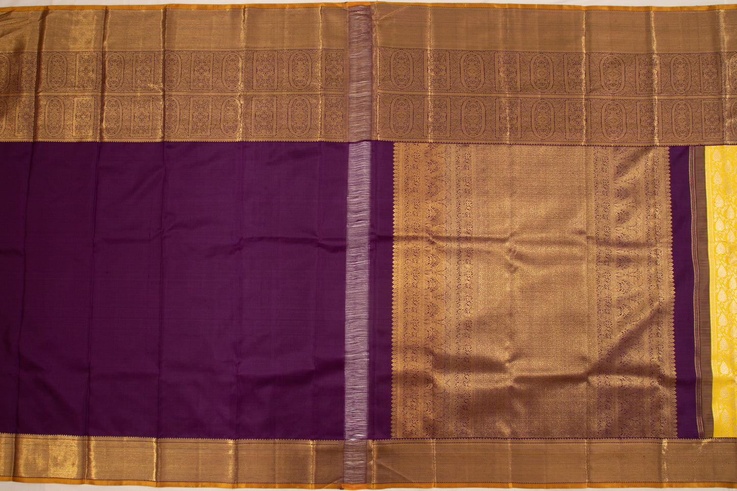 Kanchipuram Silk Brocade Yellow Saree