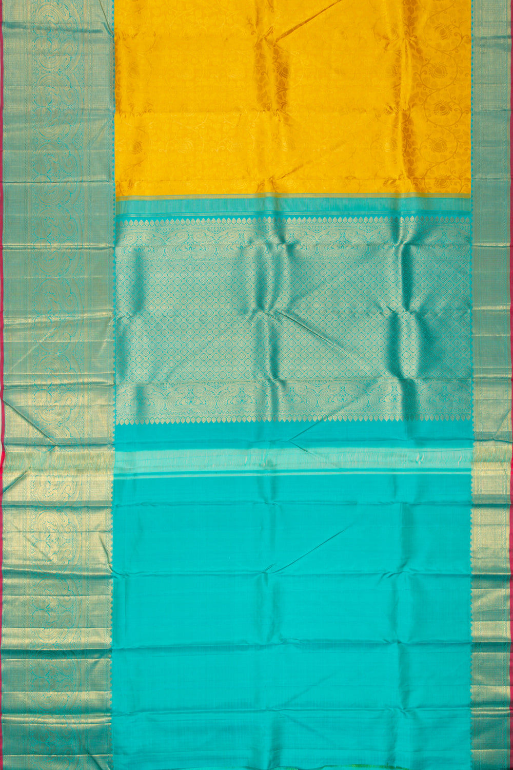 Kanchipuram Silk Brocade Yellow Saree