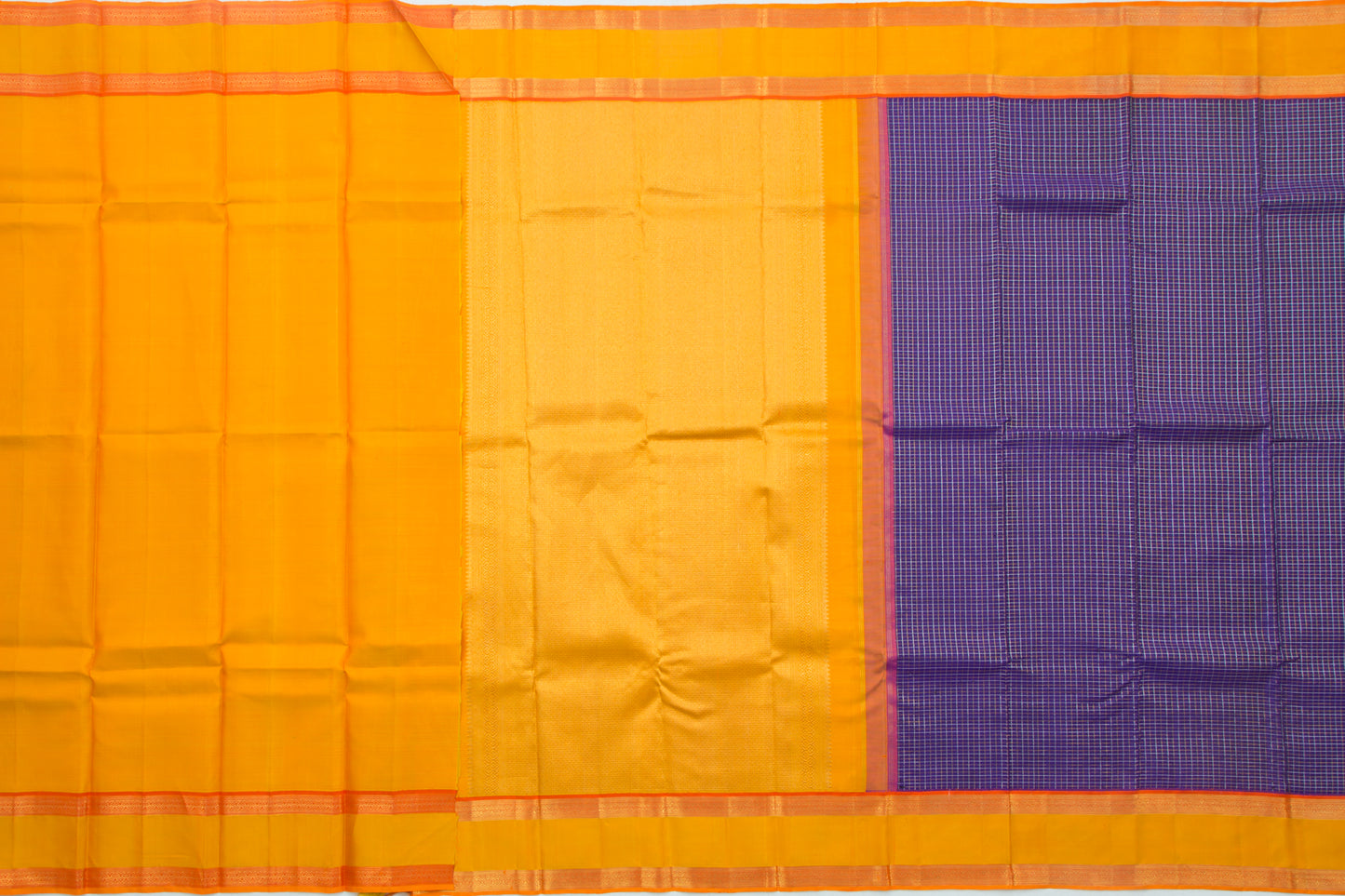 Kanchipuram Silk Checks Dark Blue Saree