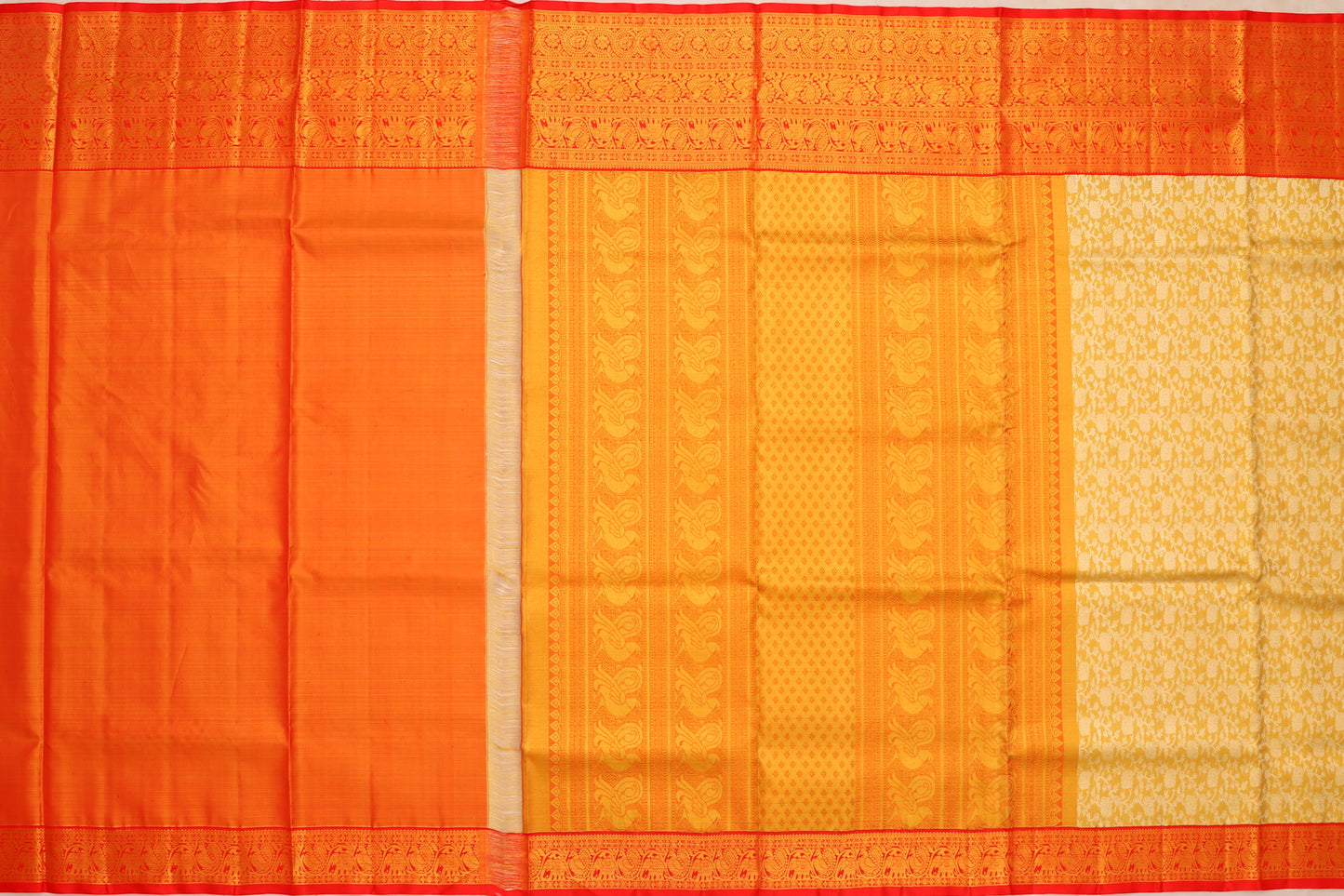 Kanchipuram Silk Tissue Jaal Gold Saree