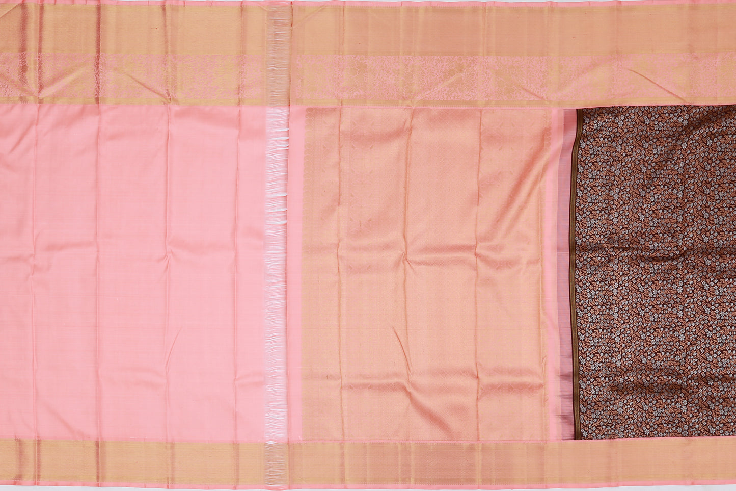 Kanchipuram Silk Brocade Chocolate Brown Saree