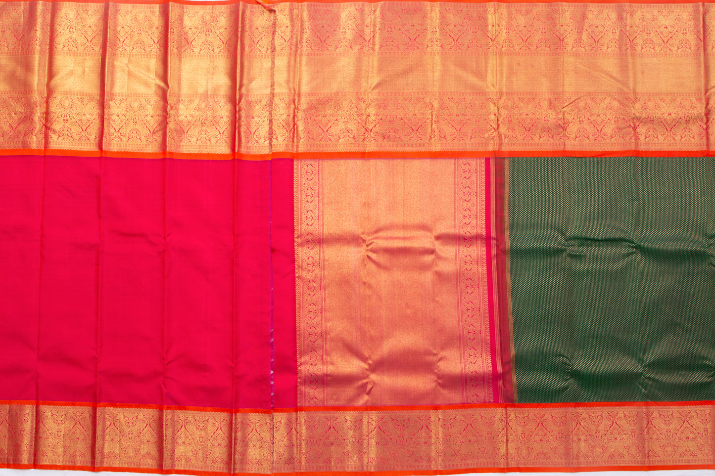 Kanchipuram Silk Brocade Dark Green Saree