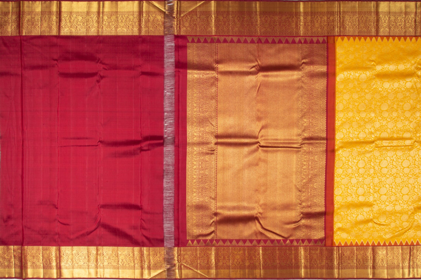 Kanchipuram Silk Brocade Yellow Saree