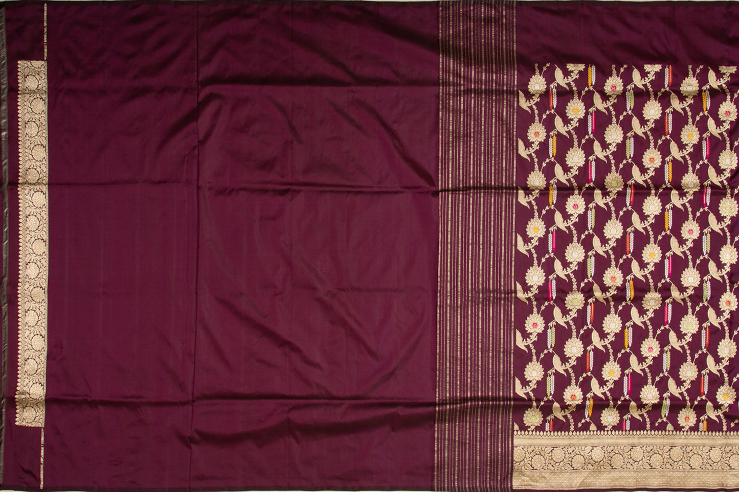 Banarasi Silk Kadwa Jaal Plum Purple Saree