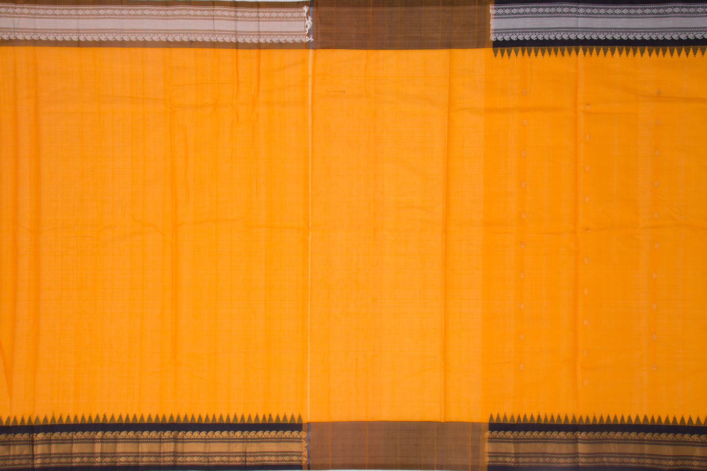 Gadwal Cotton Butta Mustard Yellow Saree