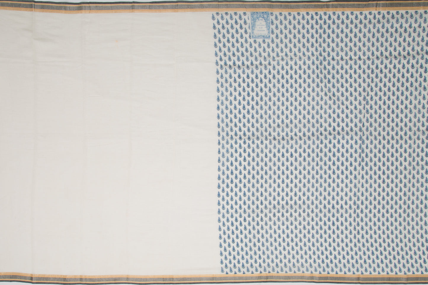 Chanderi Cotton Floral Printed White Saree