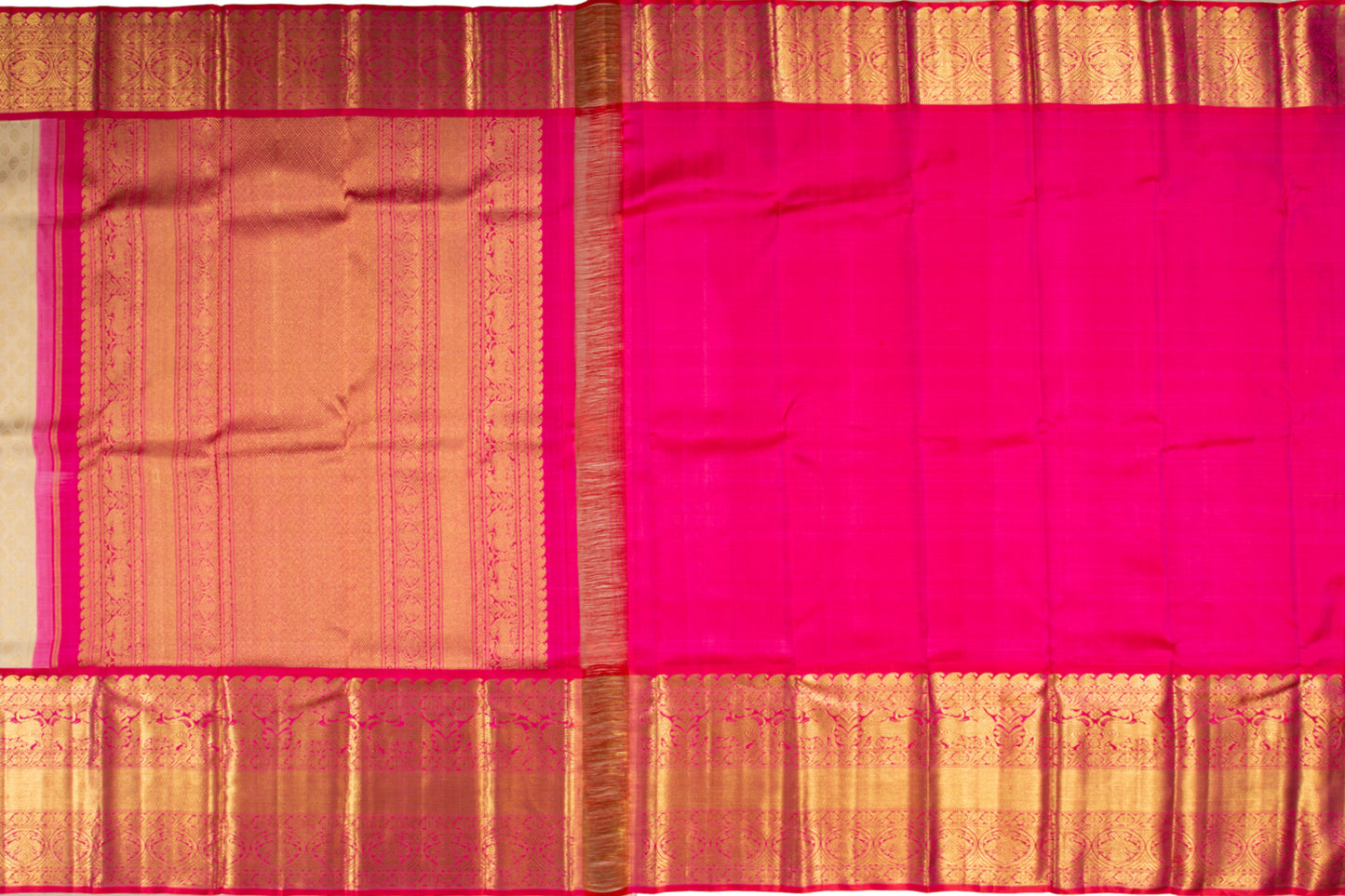 Kanchipuram Silk Brocade Cream Saree
