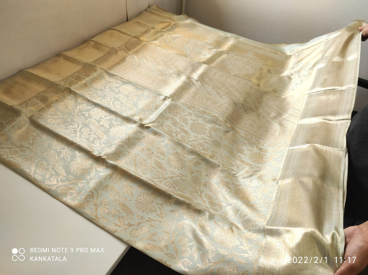 Kanchipuram Silk Tissue Cream Saree