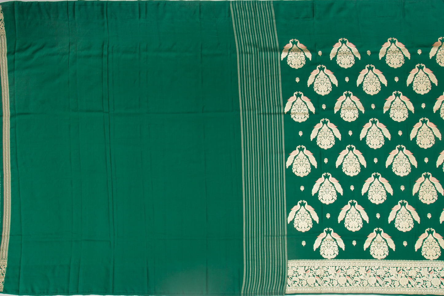 Banarasi Silk Kadwa Butta Green Saree