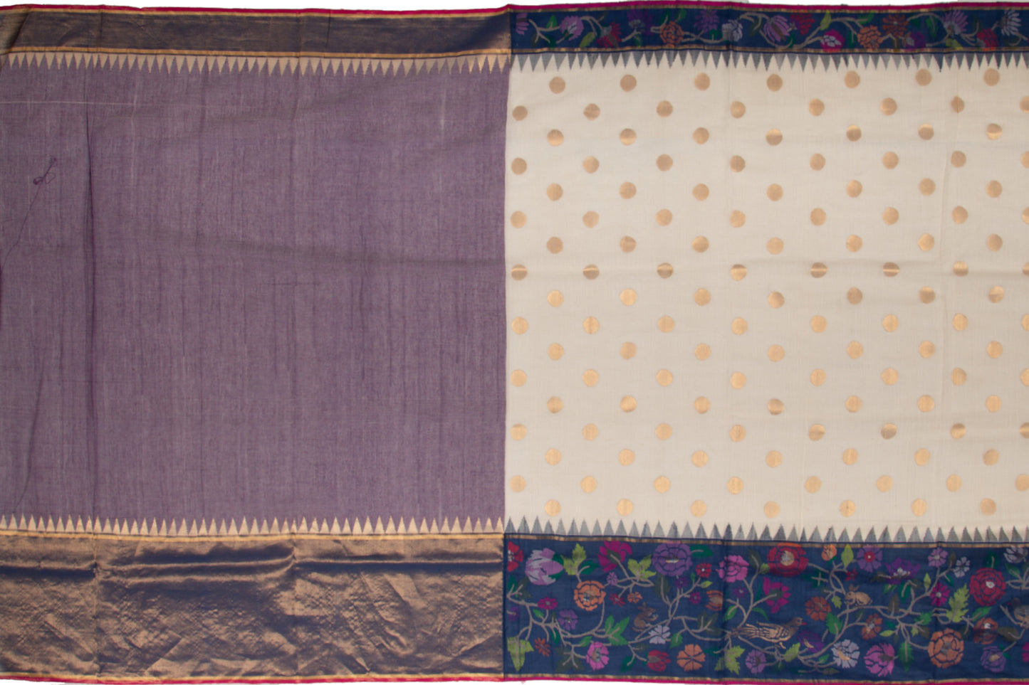 Ponduru Handspun Cotton Cream Saree With
Silk Jamdani Border