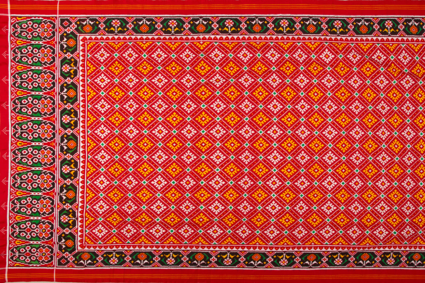 Patan Patola Silk Double Ikat Choktha Bhat Red Saree