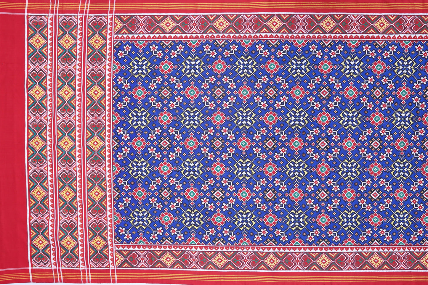 Patan Patola Silk Ikat Navaratna Blue Saree