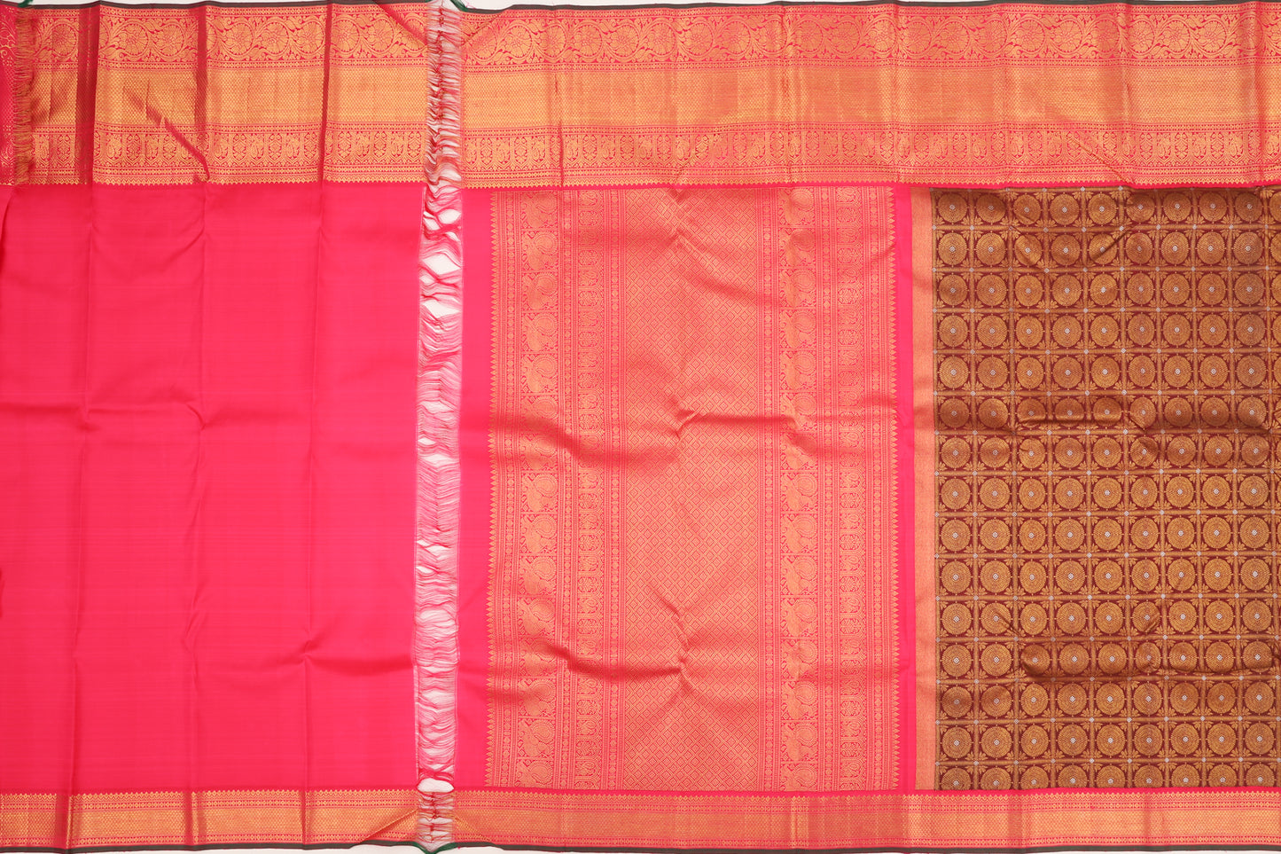 Kanchipuram Silk Checks And Butta Burgundy Saree