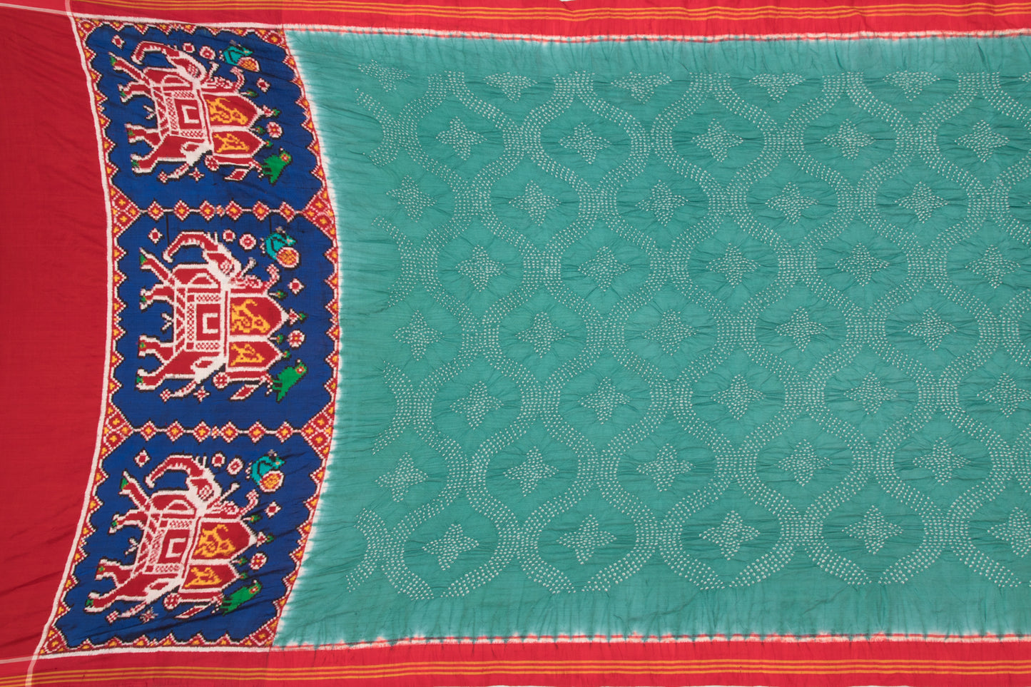 Patan Patola Silk Ikat Bandhani Unique Blue Saree