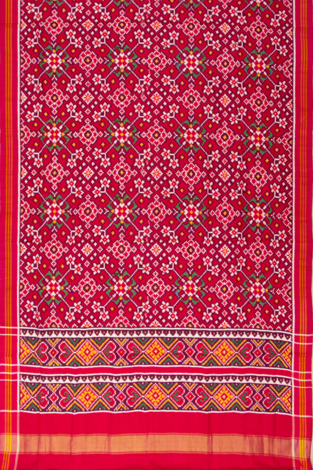 Patan Patola Silk Double Ikat Navratna Red Dupatta