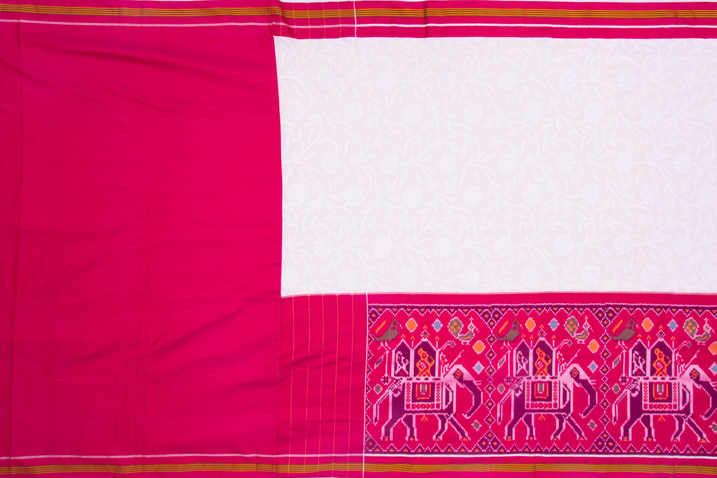 Lucknow Chikankari Georgette Pastel Pink Saree With Ikat Border