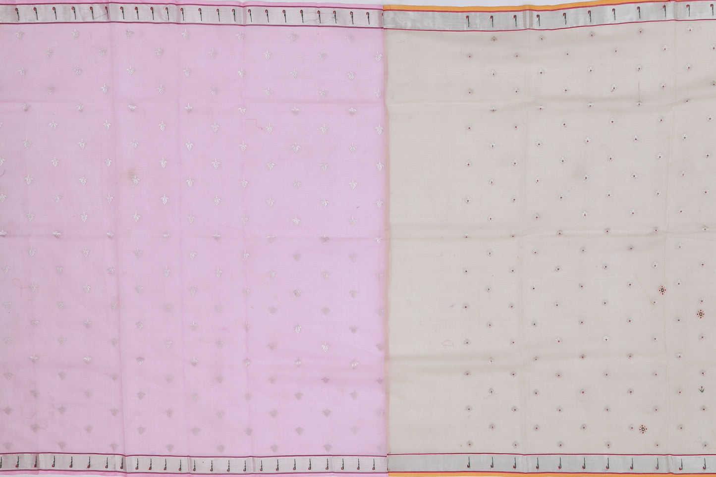 Kota Silk Butta Off White Saree With Applique Work