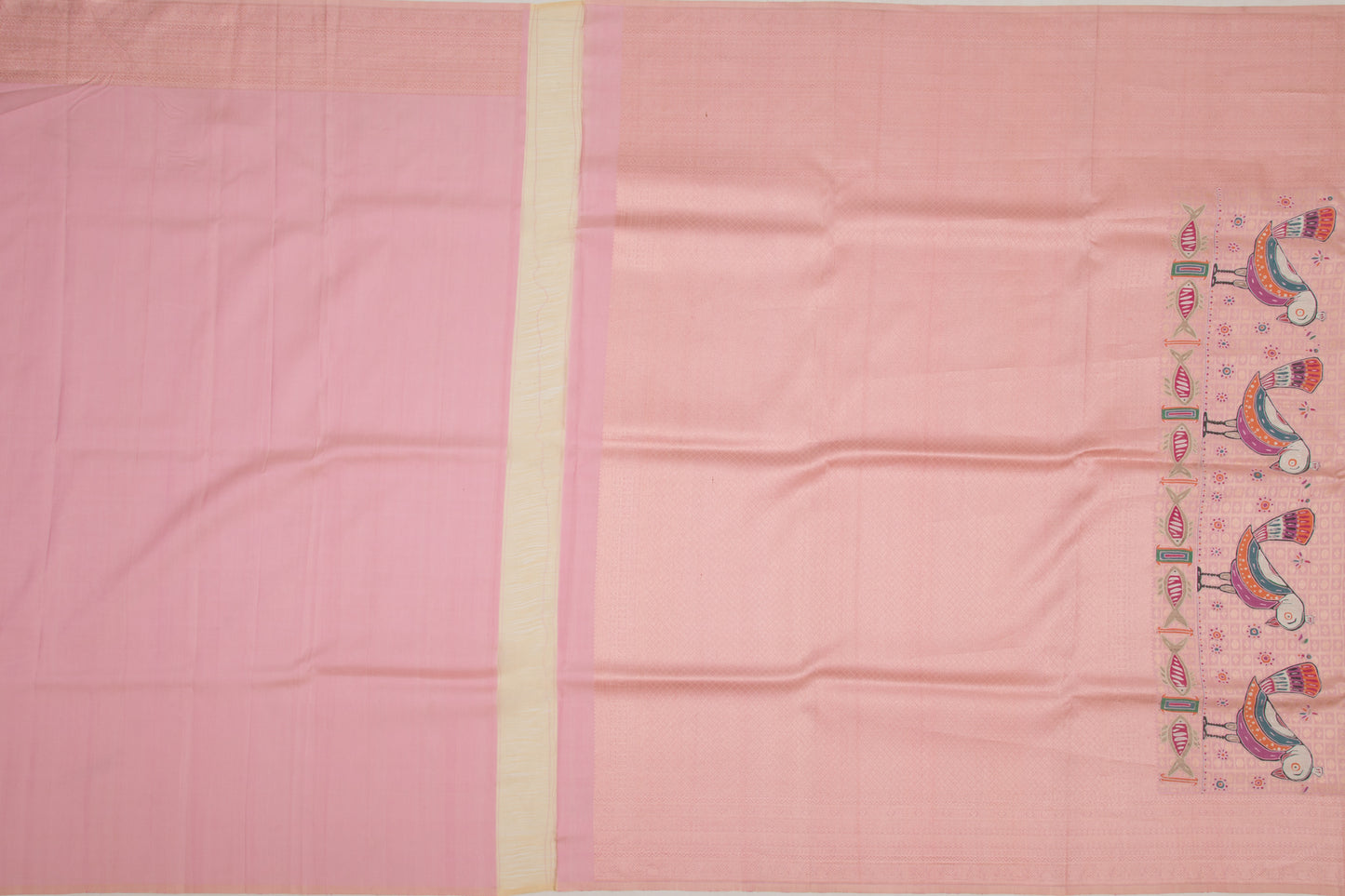 Kanchipuram Silk Checks And Butta Peach Saree