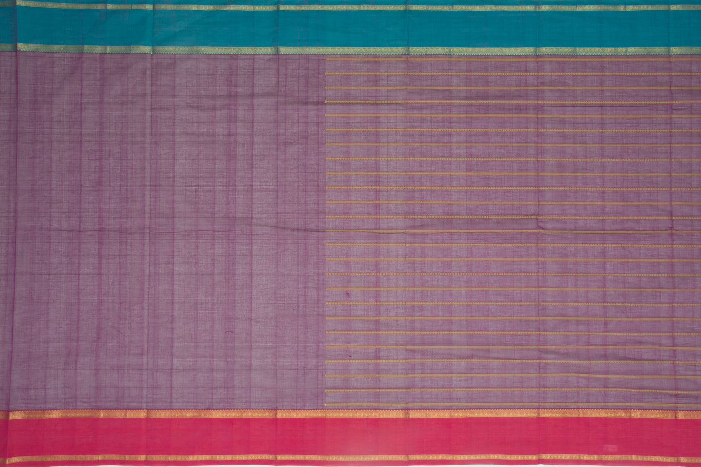 Kanchi Cotton Horizontal Lines Purple Saree