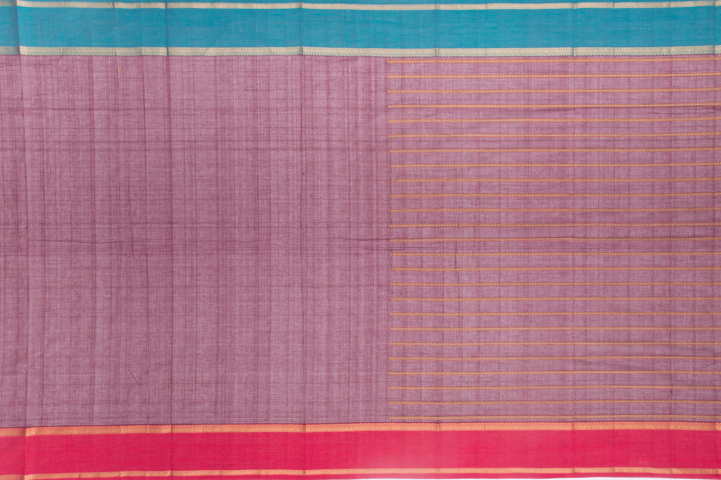 Kanchi Cotton Horizontal Lines Purple Saree
