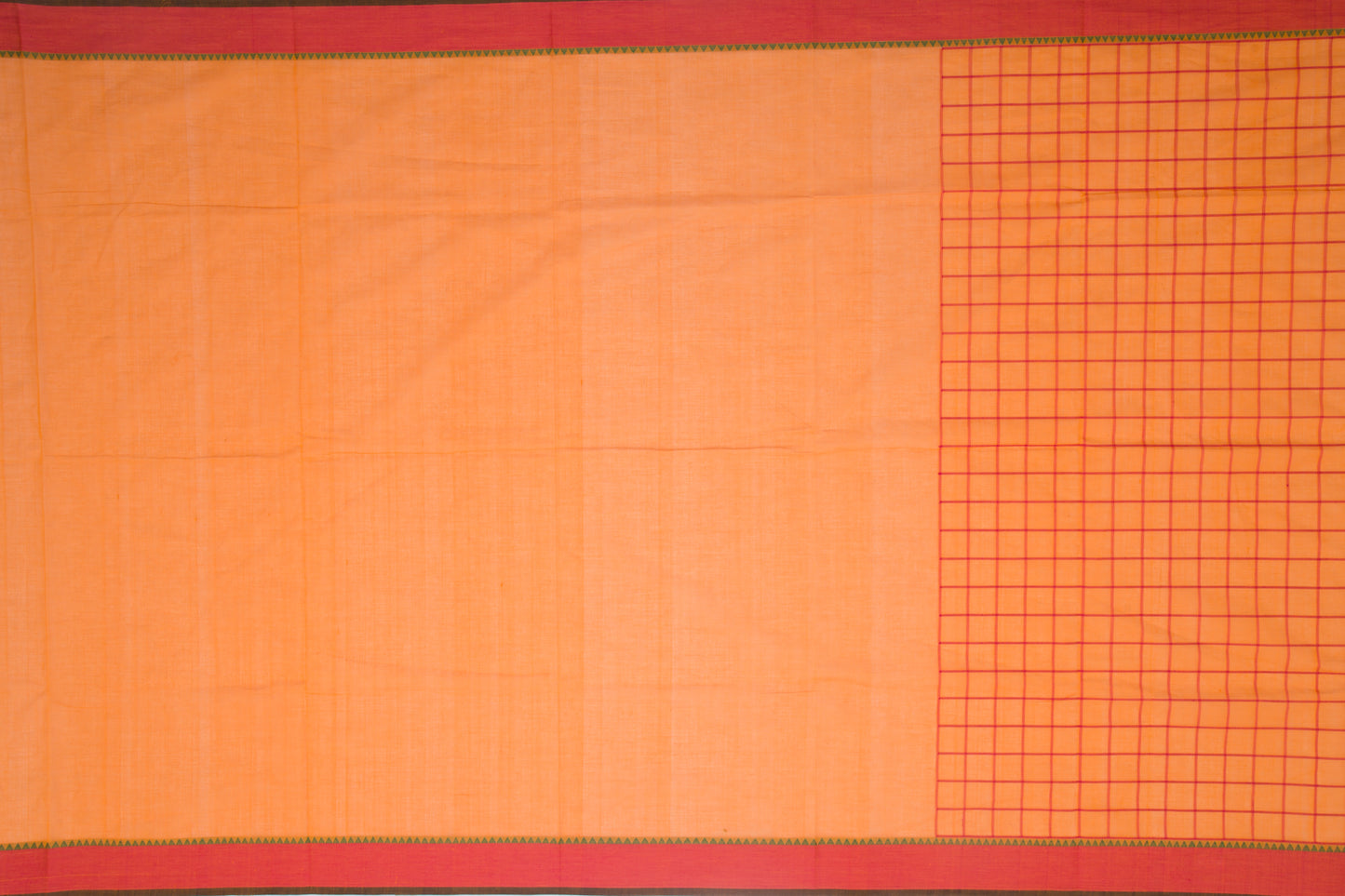 Kanchi Cotton Checks and Butta Mustard Yellow Saree