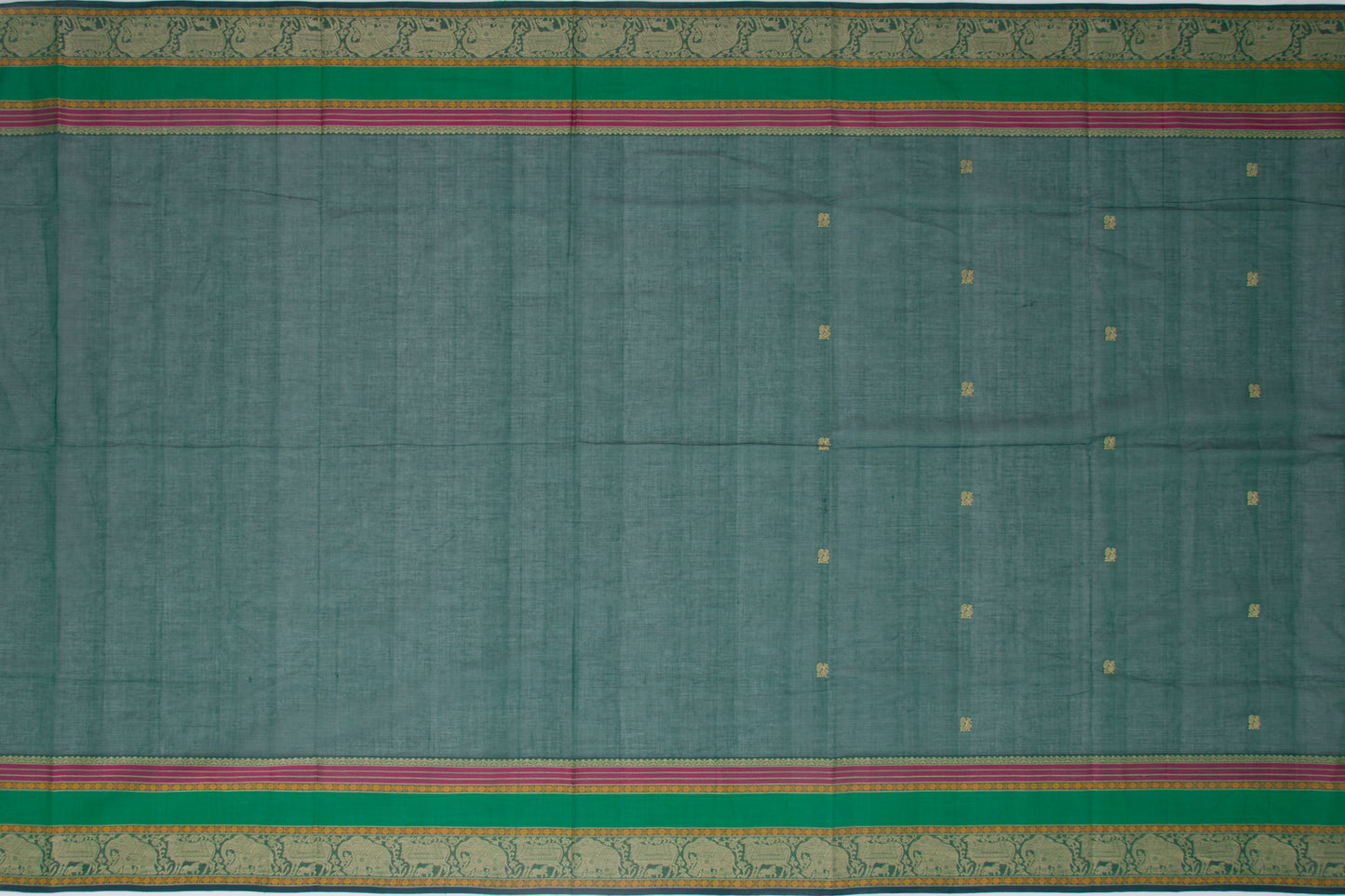 Kanchi Cotton Butta Green Saree