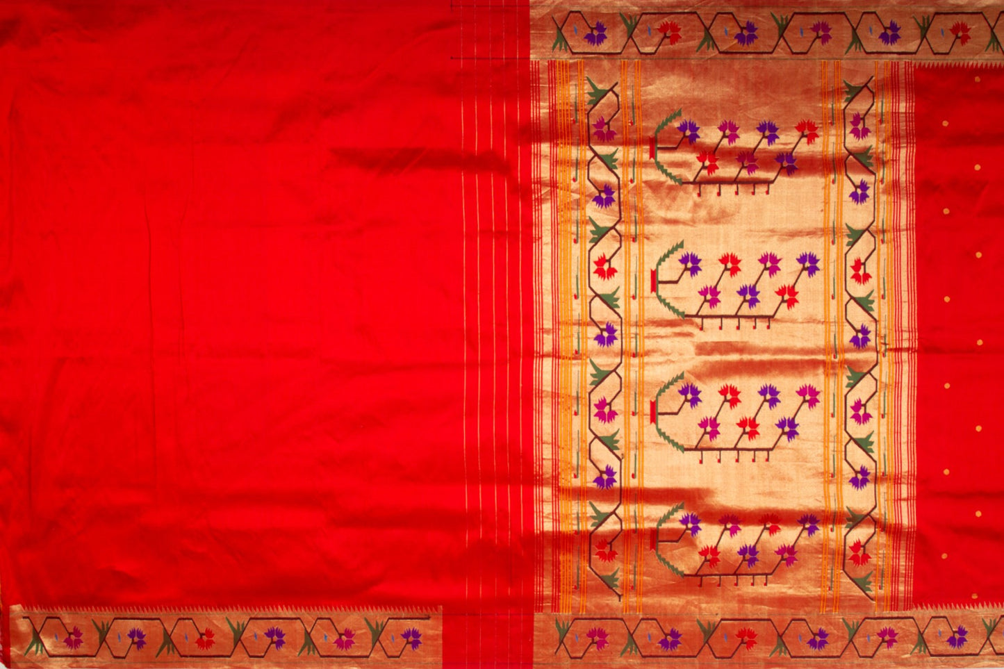 Paithani Silk Butta Red Saree