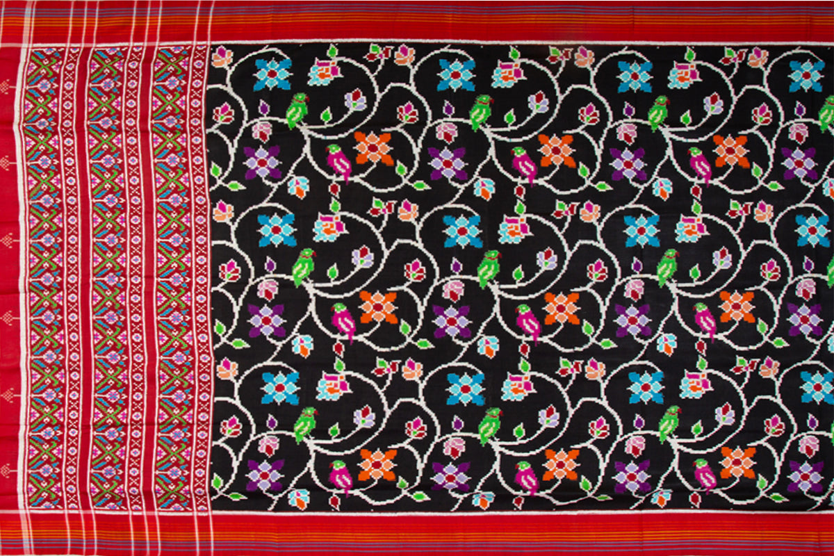 Patan Patola Silk Double Ikat Black Saree
