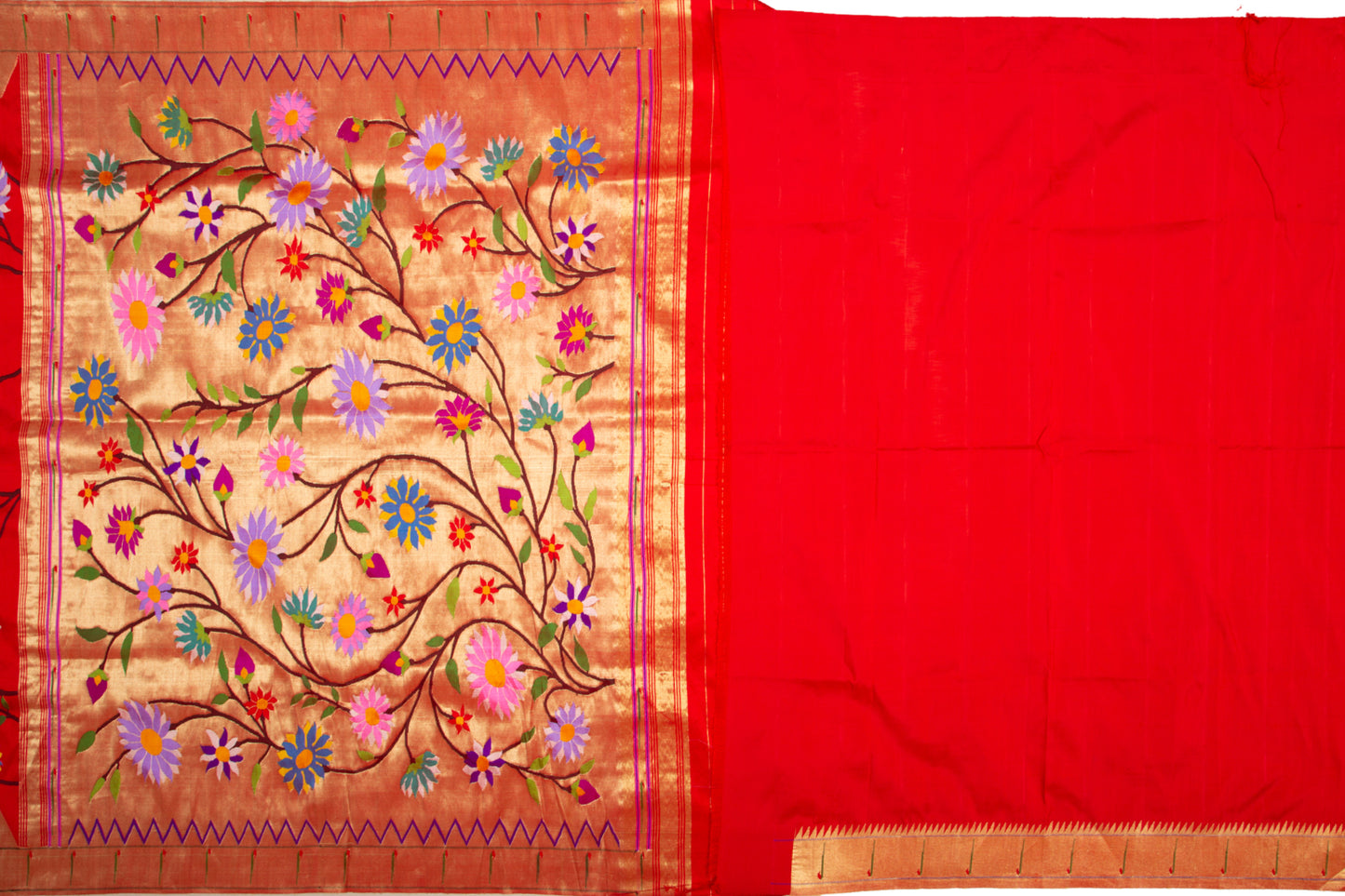Paithani Silk Jaal Red Saree