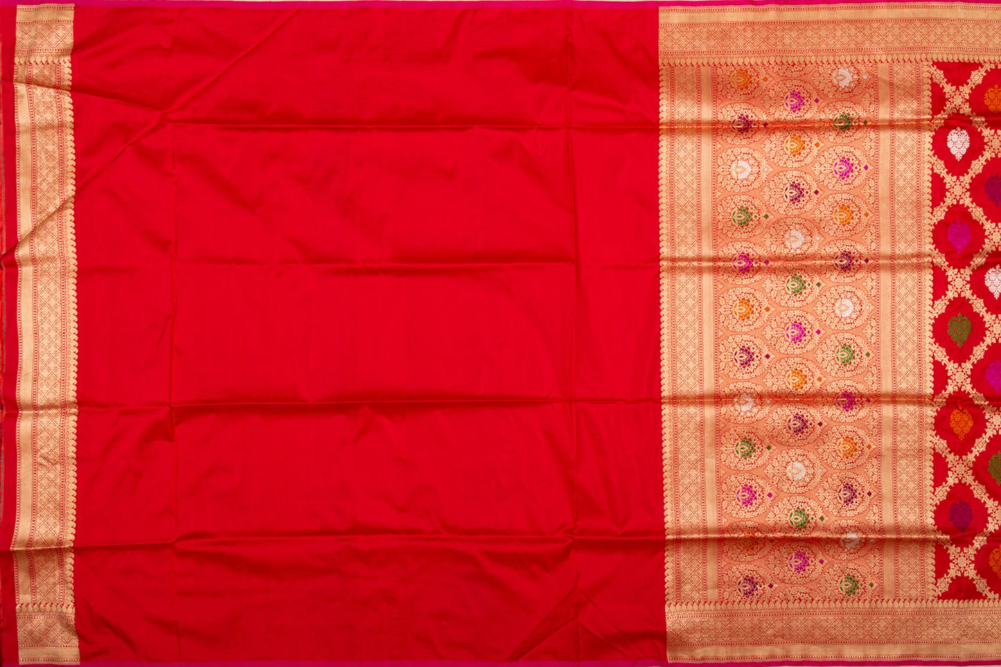 Banarasi Silk Kadwa Jaal And Butta Red Saree